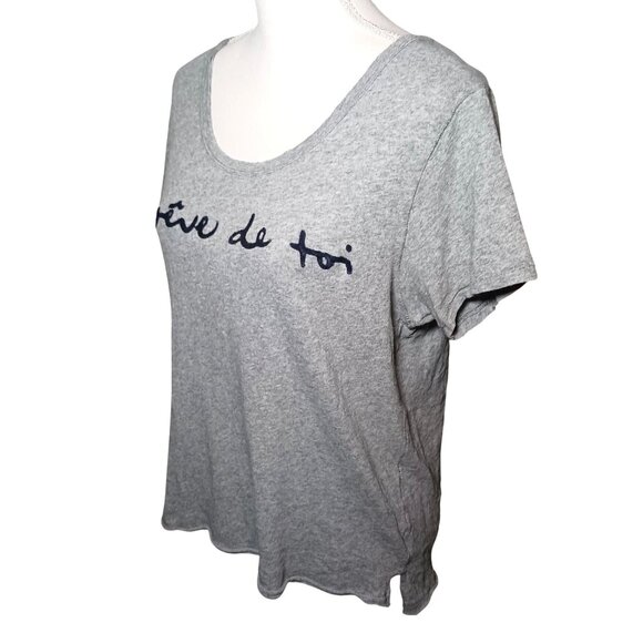 We The Free Gray Scoop Neck Embroidered Short Sleeve‎ Tee Relaxed Fit XS - Picture 3 of 10